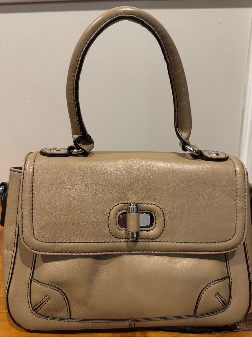 Vintage Etienne Aigner Beige Taupe Leather Purse  Handle Bag